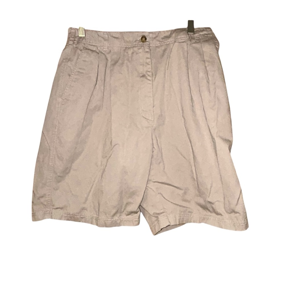 Woolrich‎ Vtg Womens Pleated High Rise Shorts 14 Taupe Cotton Made in Hong Kong